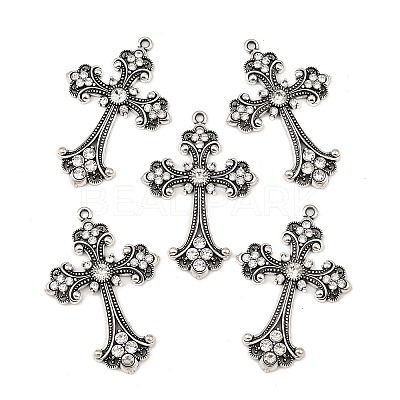 Alloy Rhinestone Cross Big Gothic Pendants ALRI-1475-NR-1