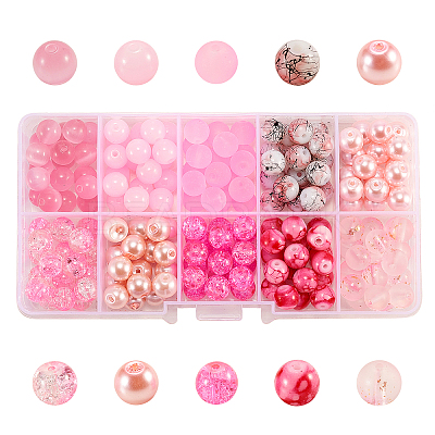 200Pcs 10 Styles DIY Glass Round Beads Sets DIY-CJ0001-95-1