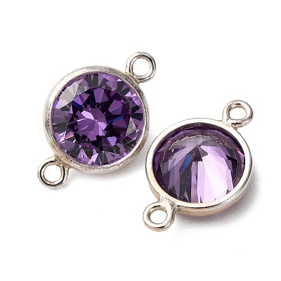 925 Streling Silver Pave Cubic Zirconia Birthstone Connector Charms STER-NH0001-80P-11-1