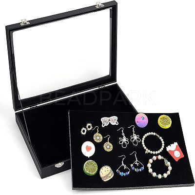 PU Presentation Clear Glass Lid Boxes CON-WH0086-023-1