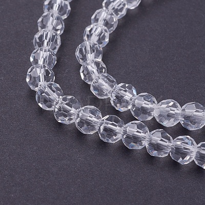 Faceted(32 Facets) Round Glass Beads Strands X-EGLA-J042-4mm-12-1