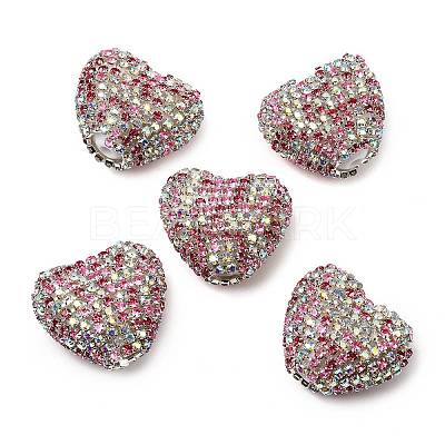 Sparkling Acrylic Heart Beads with Rhinestone Embellishment OACR-NH0001-02B-02-1