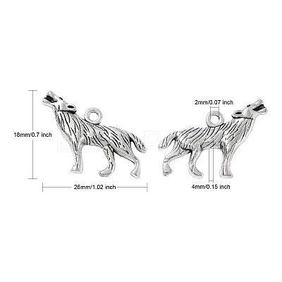 Tibetan Style Alloy Howling Wolf Pendants X-LF1753Y-1