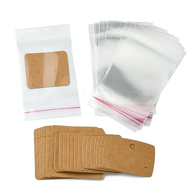 24Pcs 3 Styles Blank Kraft Paper Earring Display Cards CDIS-FS0001-10-1