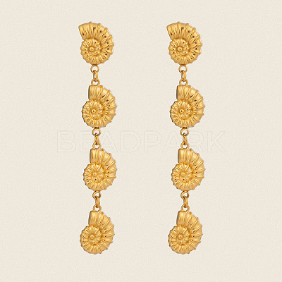 304 Stainless Steel Conch Tassel Stud Earrings TZ8504-1