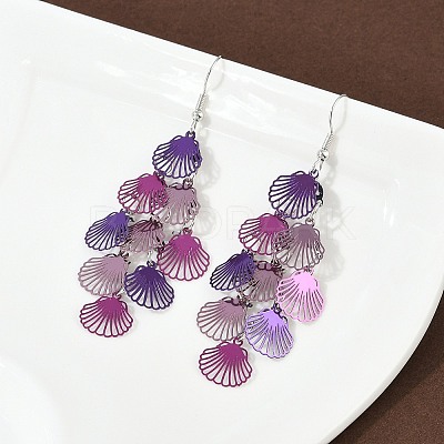 430 Stainless Steel Shell Shape Dangle Earrings EJEW-A137-03P-03-1