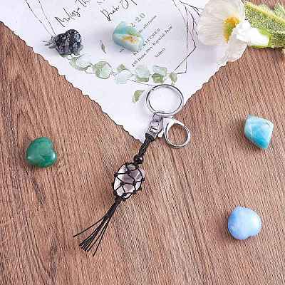 4Pcs Macrame Fringe Braided Keychain AJEW-SW00014-05-1
