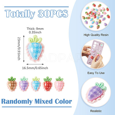 30Pcs Opaque Resin Cabochons RESI-TA0005-79A-1