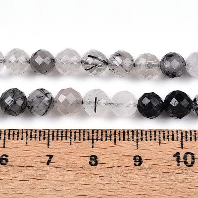 Natural Tourmalinated Quartz Beads Strands G-S345-6mm-30-1