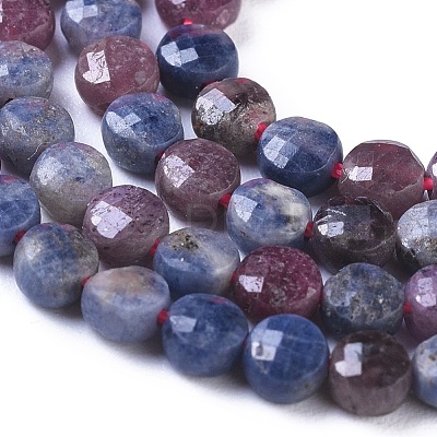 Natural Red Corundum/Ruby and Sapphire Beads Strands G-I249-A30-1