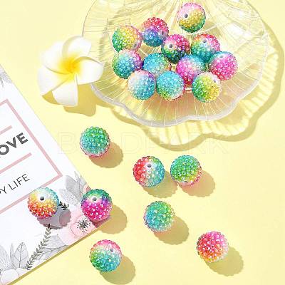20Pcs Rainbow AB Resin Rhinestone Beads OACR-FS0002-33-1
