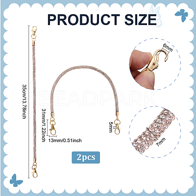 2Pcs Alloy Rhinestone Round Cord Bag Handles AJEW-PH0007-73C-1
