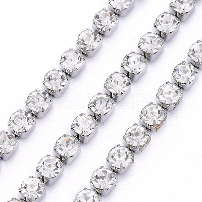 304 Stainless Steel Rhinestone Strass Chains STAS-T055-12P-B-1