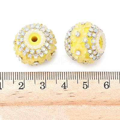 Bling Resin Rhinestone Flower Beads OACR-D310-01P-B-1