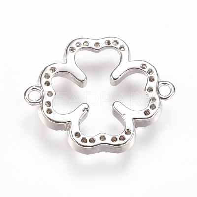 Brass Micro Pave Cubic Zirconia Links ZIRC-K073-09-01P-1