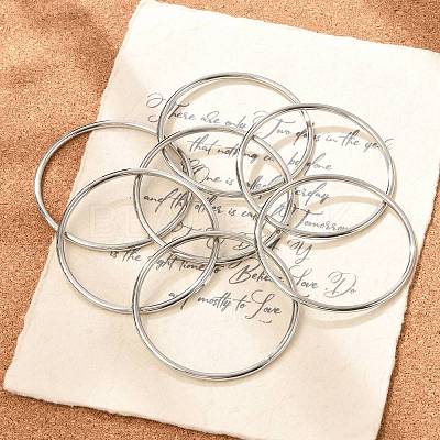 7Pcs 201 Stainless Steel Plain Bangle Sets for Women BJEW-L664-022A-P02-1