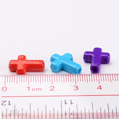 Mixed Color Chunky Acrylic Cross Beads X-SACR-436-M-1