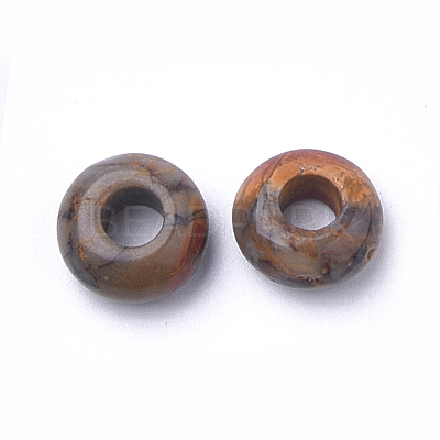 Natural Polychrome Jasper/Picasso Stone/Picasso Jasper European Large Hole Beads G-Q442-11-1
