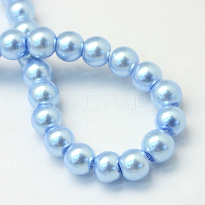 Baking Paint Pearlized Glass Pearl Round Bead Strands X-HY-Q003-10mm-24-1