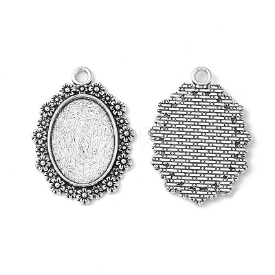 Vintage Tibetan Style Alloy Flower Pendant Cabochon Bezel Settings LS-TIBEP-O006-03AS-1