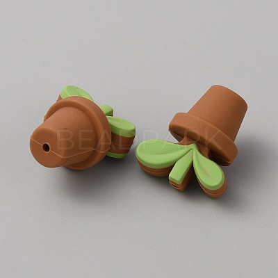 Leaf Pot Food Grade Eco-Friendly Silicone Beads SIL-WH0014-18G-1