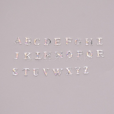 Letter A~Z Alloy Rhinestone Cabochons MRMJ-WH0072-92A-1