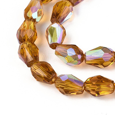 Transparent Electroplate Glass Beads Strands EGLA-N023-6x8mm-A06-1
