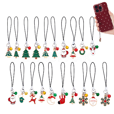 Christmas Alloy Enamel Mobile Straps HJEW-GA00026-1
