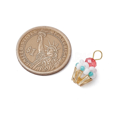 Glass Seed Beaded Cupcake Pendants PALLOY-MZ00581-1