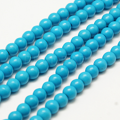 1 Strand Dyed Deep Sky Blue Round Synthetic Turquoise Beads Strands X-TURQ-G106-6mm-02F-1