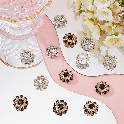16Pcs 2 Colors 1-Hole Alloy Rhinestone Shank Buttons BUTT-GF0003-62-1