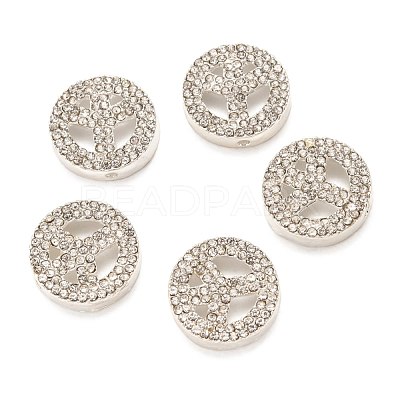 Peace Sign Alloy Crystal Rhinestone Beads RB-J451-01S-1