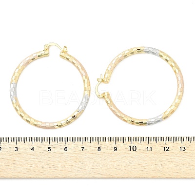 Brass Two Tone Hoop Earrings EJEW-B117-06E-M-1