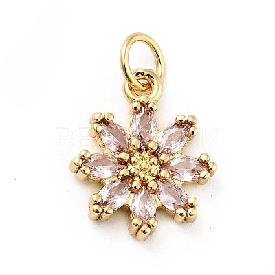 Rack Plating Brass Micro Pave Cubic Zirconia Charms ZIRC-F129-34B-G-1