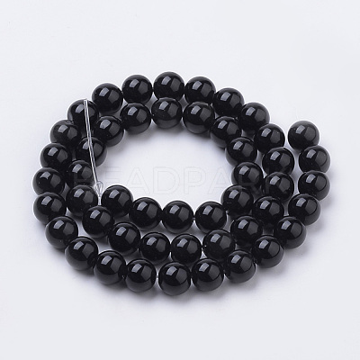 Natural Black Onyx Beads Strands G-S259-19-12mm-1