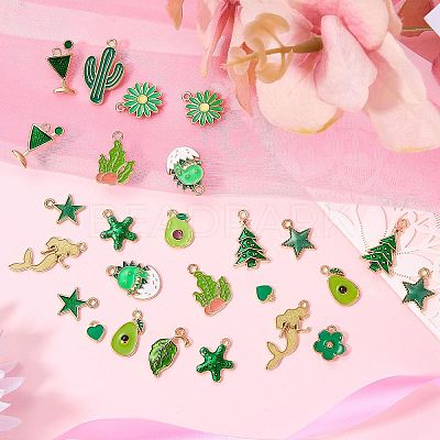 30Pcs 15 Styles Alloy Enamel Pendants ENAM-SZ0003-73-1