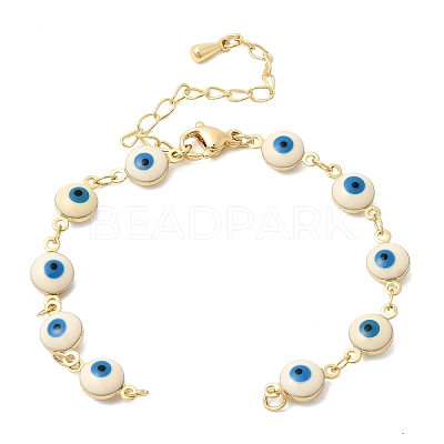 Brass Acrylic Blue Evil Eye Link Chain Bracelet Making MAK-K024-20G-1