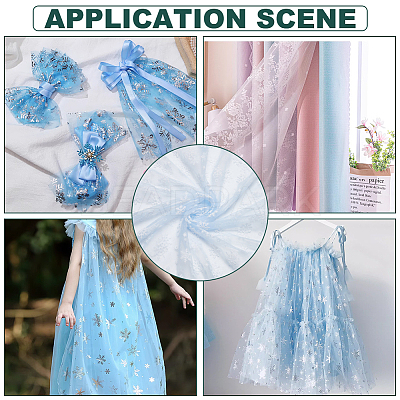 Snowflake Pattern Polyester Mesh Fabric DIY-WH0581-12A-1
