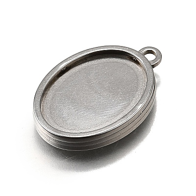 304 Stainless Steel Pendant Cabochon Settings X-STAS-S181-02P-E-1