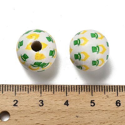 St. Patrick's Day Series Printed Schima Wood European Beads WOOD-V002-01B-1