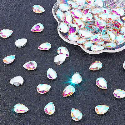80Pcs Glass Rhinestone Cabochons RGLA-FG0001-16B-1