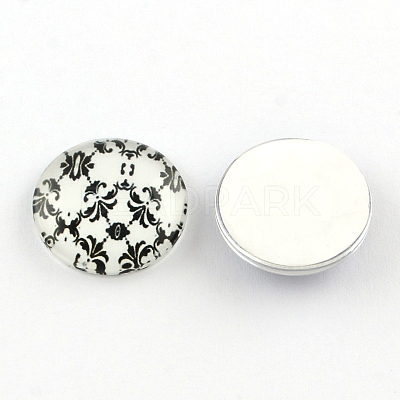 Half Round/Dome Floral Photo Glass Flatback Cabochons for DIY Projects X-GGLA-Q037-12mm-01-1