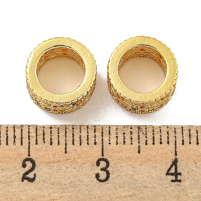 Rack Plating Brass Micro Pave Clear Cubic Zirconia European Beads KK-L215-203G-1