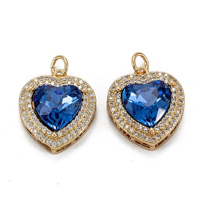 Brass Micro Pave Cubic Zirconia Pendants KK-G404-B-01R-G-1
