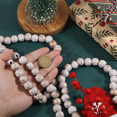 Christmas Wood Round Beads Hanging Ornaments HJEW-CA00082-1