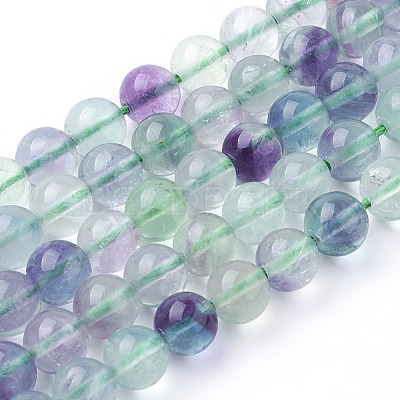 Natural Fluorite Beads Strands G-E112-6mm-19-1