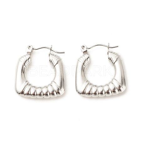 304 Stainless Steel Chunky Rectangle Hoop Earrings for Women EJEW-K242-03P-1