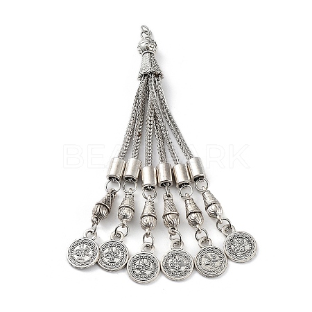 Tibetan Style Alloy Curb Chain Tassel Big Pendants FIND-K013-01AS-03-1