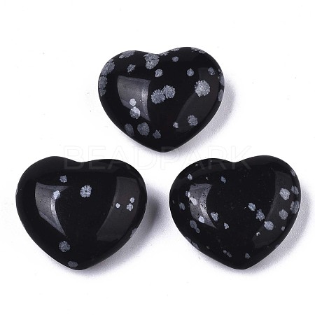 Natural Snowflake Obsidian Heart Love Stone X-G-N0326-56A-1
