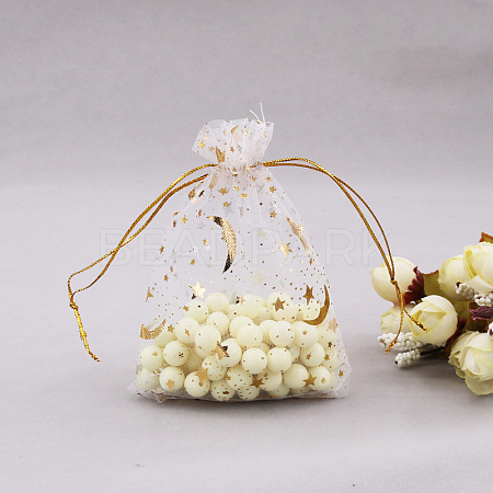 Rectangle Organza Drawstring Bags CON-PW0001-056A-01-1